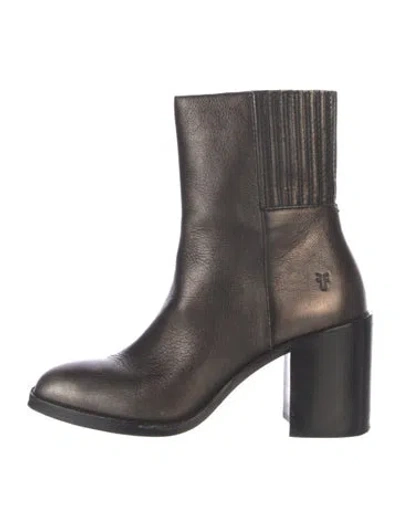 Pre-owned Frye Leather Moto Boots In Silver