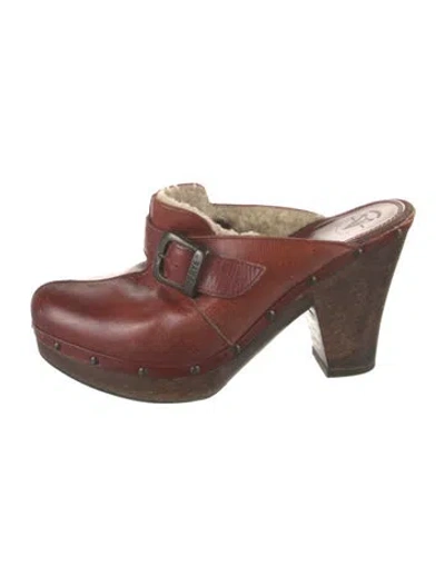 Pre-owned Frye Leather Mules In Brown