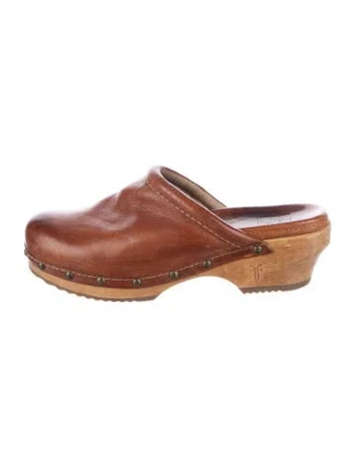 Pre-owned Frye Leather Mules In Brown
