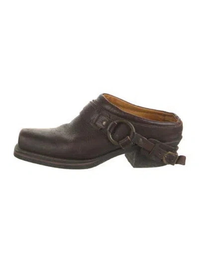 Pre-owned Frye Leather Mules In Brown