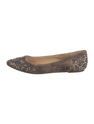 Pre-owned Frye Leather Patterned Ballet Flats In Brown