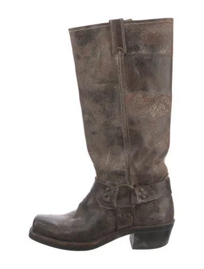 Pre-owned Frye Leather Patterned Riding Boots In Brown