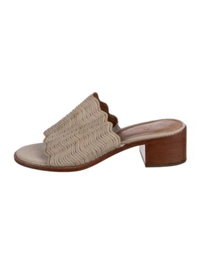 Pre-owned Frye Leather Patterned Slides In Neutrals