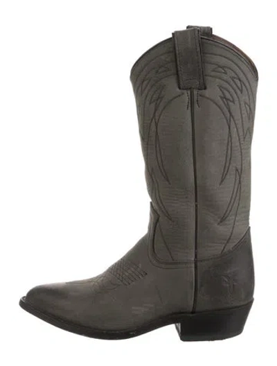 Pre-owned Frye Leather Patterned Western Boots In Gray