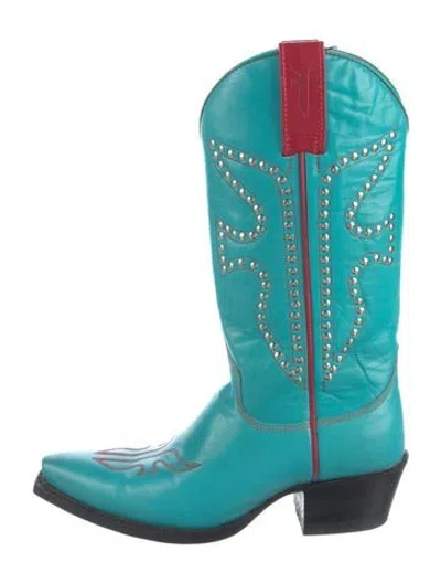 Pre-owned Frye Leather Patterned Western Boots In Multi