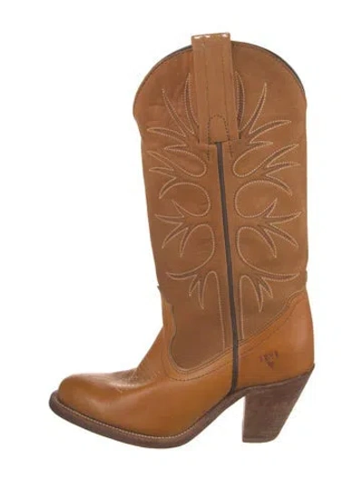 Pre-owned Frye Leather Patterned Western Boots In Neutral