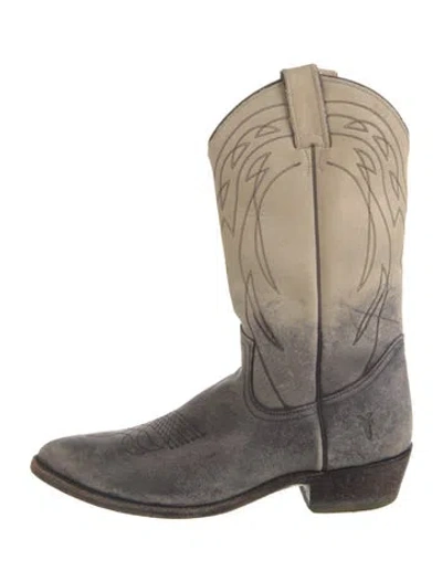 Pre-owned Frye Leather Patterned Western Boots In Neutral