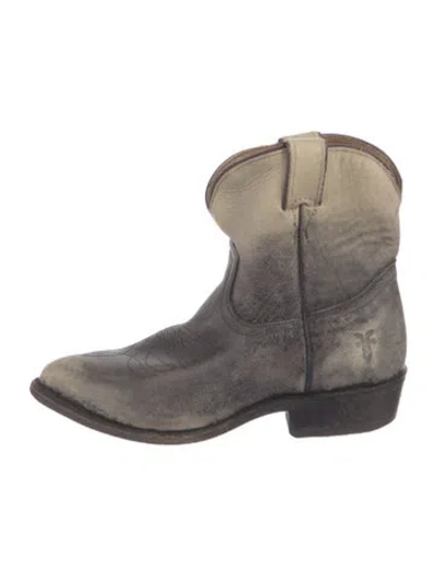 Pre-owned Frye Leather Printed Western Boots In Black