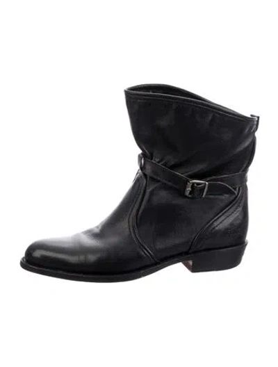 Pre-owned Frye Leather Rain Boots In Black