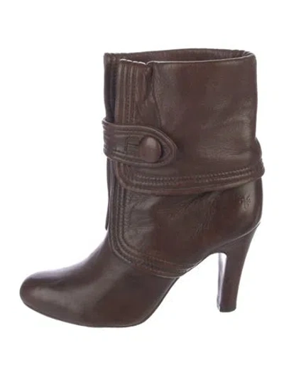 Pre-owned Frye Leather Rain Boots In Brown