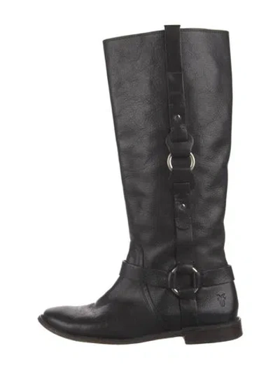 Pre-owned Frye Leather Riding Boots In Black