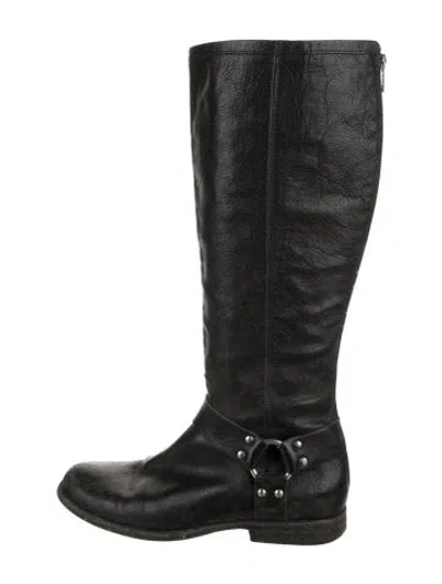 Pre-owned Frye Leather Riding Boots In Black