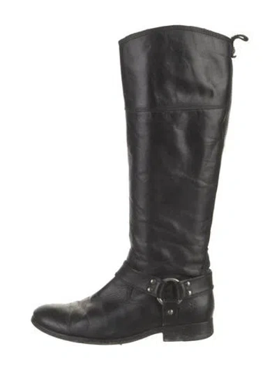 Pre-owned Frye Leather Riding Boots In Black