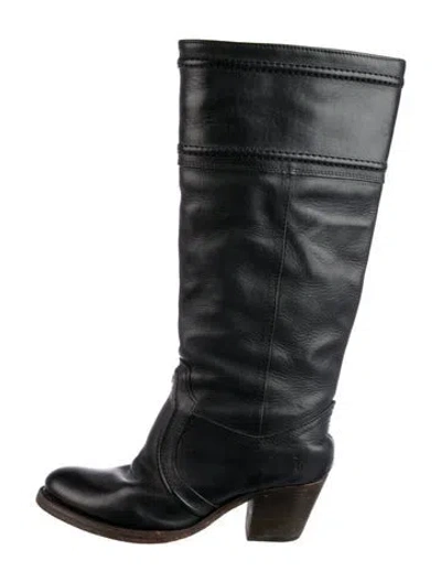 Pre-owned Frye Leather Riding Boots In Black