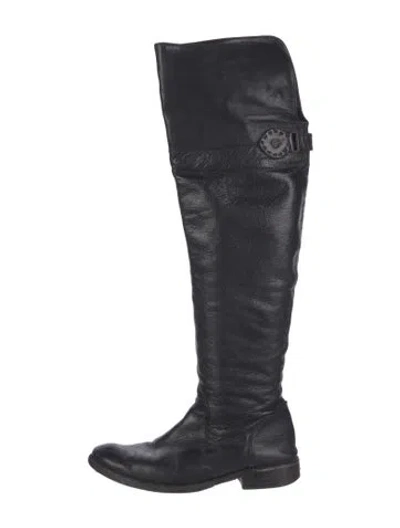 Pre-owned Frye Leather Riding Boots In Black