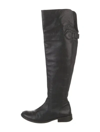 Pre-owned Frye Leather Riding Boots In Black