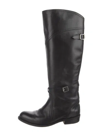 Pre-owned Frye Leather Riding Boots In Black