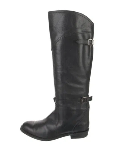 Pre-owned Frye Leather Riding Boots In Black