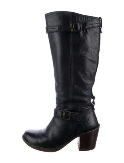 Pre-owned Frye Leather Riding Boots In Black
