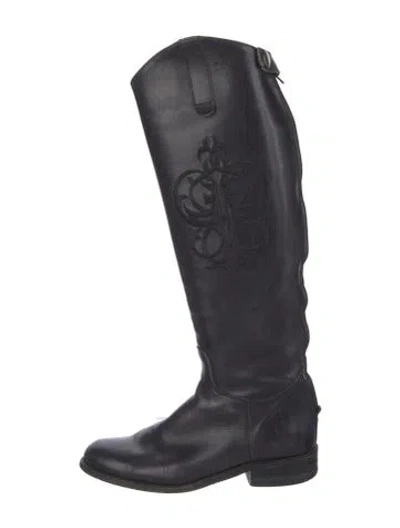 Pre-owned Frye Leather Riding Boots In Black