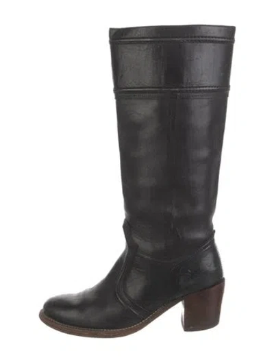 Pre-owned Frye Leather Riding Boots In Black