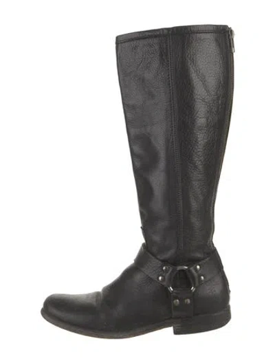 Pre-owned Frye Leather Riding Boots In Black