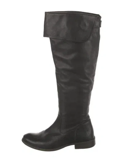 Pre-owned Frye Leather Riding Boots In Black