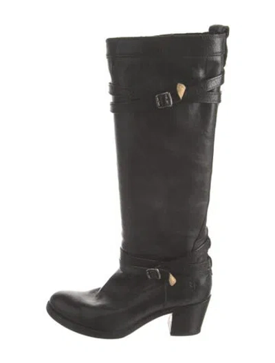 Pre-owned Frye Leather Riding Boots In Black
