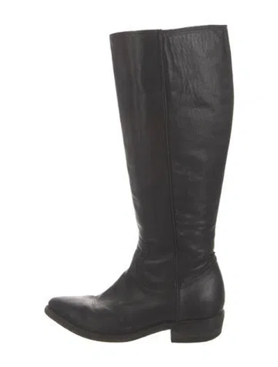 Pre-owned Frye Leather Riding Boots In Black