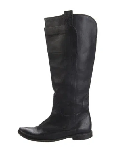 Pre-owned Frye Leather Riding Boots In Black