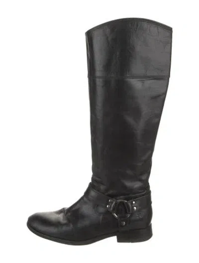 Pre-owned Frye Leather Riding Boots In Black