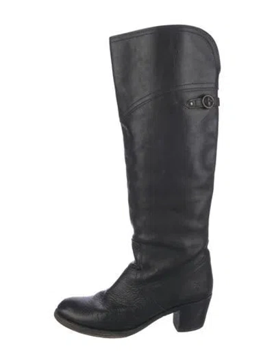 Pre-owned Frye Leather Riding Boots In Black