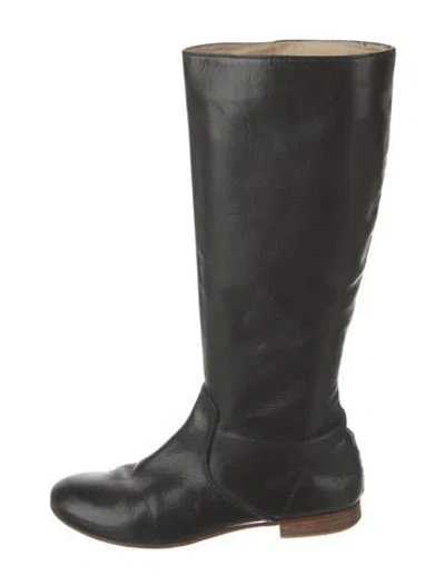 Pre-owned Frye Leather Riding Boots In Black