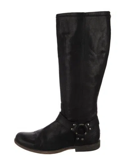 Pre-owned Frye Leather Riding Boots In Black