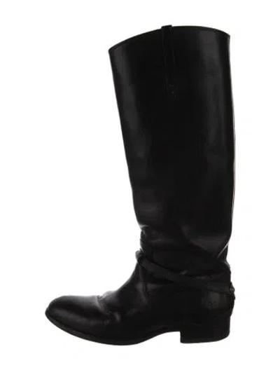 Pre-owned Frye Leather Riding Boots In Black