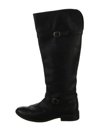 Pre-owned Frye Leather Riding Boots In Black