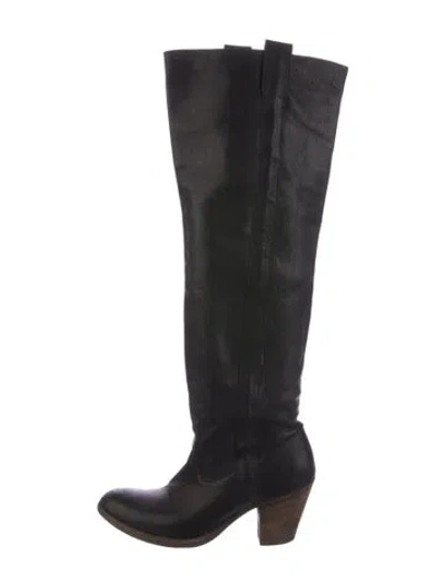 Pre-owned Frye Leather Riding Boots In Black
