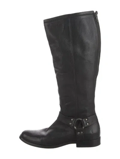 Pre-owned Frye Leather Riding Boots In Black