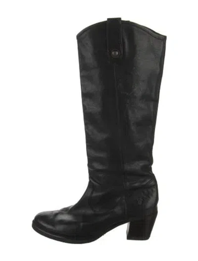 Pre-owned Frye Leather Riding Boots In Black