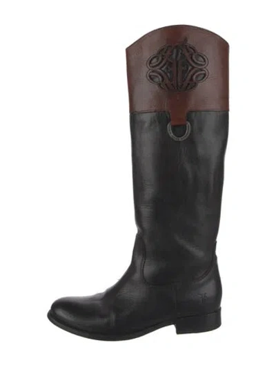 Pre-owned Frye Leather Riding Boots In Black