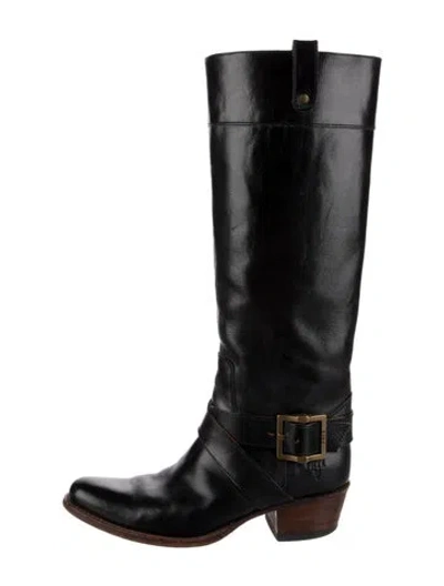 Pre-owned Frye Leather Riding Boots In Black