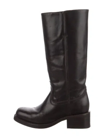 Pre-owned Frye Leather Riding Boots In Black