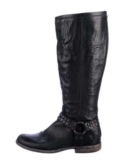 Pre-owned Frye Leather Riding Boots In Black