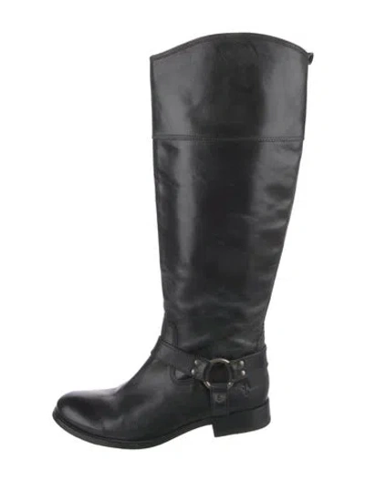 Pre-owned Frye Leather Riding Boots In Black
