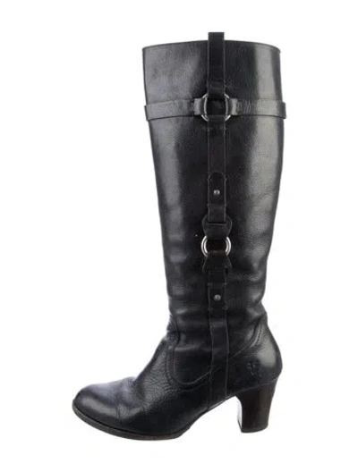 Pre-owned Frye Leather Riding Boots In Black