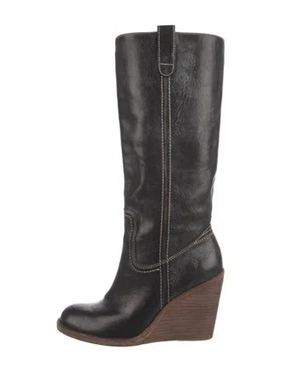 Pre-owned Frye Leather Riding Boots In Black