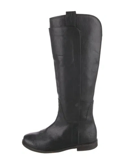 Pre-owned Frye Leather Riding Boots In Black
