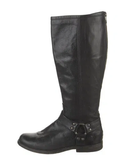 Pre-owned Frye Leather Riding Boots In Black