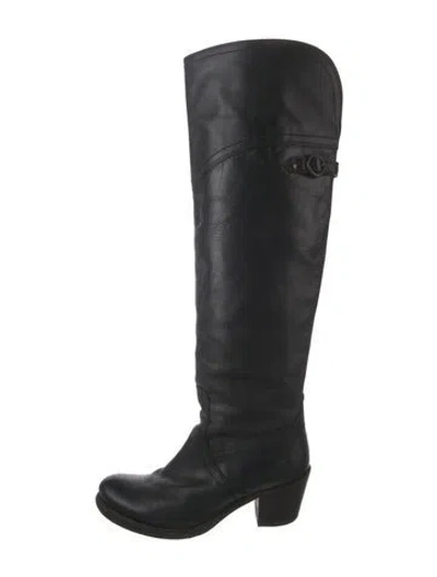 Pre-owned Frye Leather Riding Boots In Black