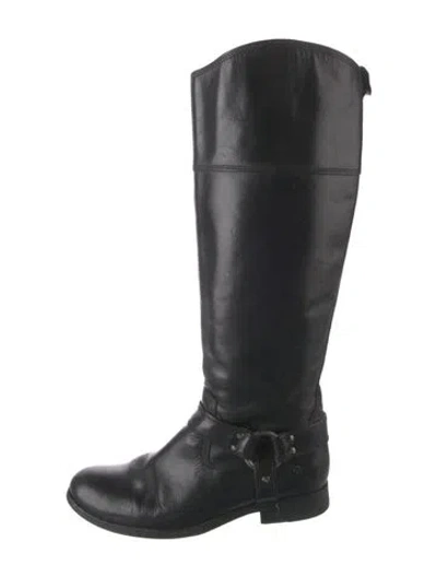 Pre-owned Frye Leather Riding Boots In Black